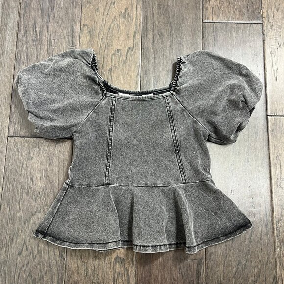 H&M Denim-look Peplum Blouse 4-6 - Picture 2 of 4